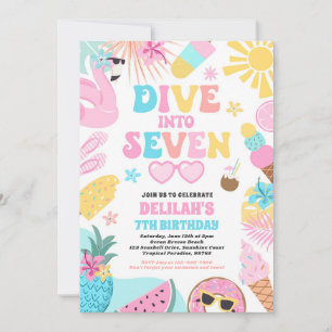 Invitation Plongez dans Sept Fête d'anniversaire tropicale de
