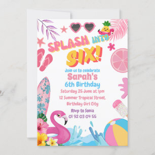 Invitation Plongez dans six Retro 6ème piscine fête d'anniver