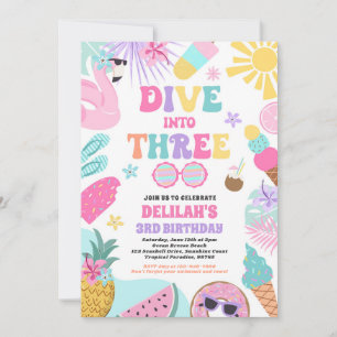 Invitation Plongez dans Trois Fête d'anniversaire de 3 ans su