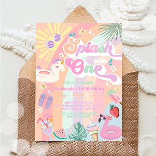 Invitation Plongez dans un anniversaire de 1 an sous le solei