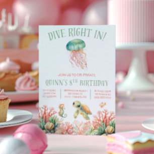 Invitation Plongez, Sous La Mer, Anniversaire Pastel