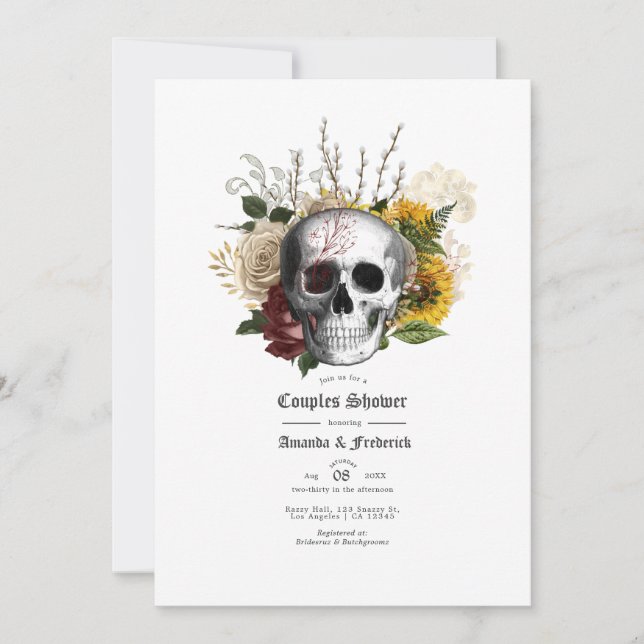 Invitation Pluie d'automne Floral Rustique Gothique Couple Do (Devant)