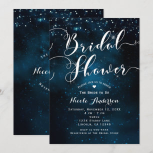 Invitation PLUIE DE CADOLE Ciel Céleste Étoilé Bleu Mariage