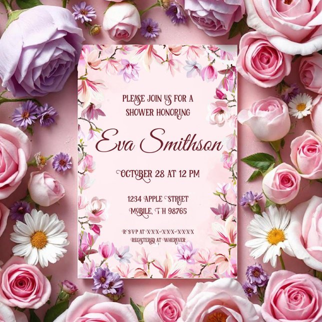 Invitation Pluie de fleurs de cerisier rose (Créateur téléchargé)