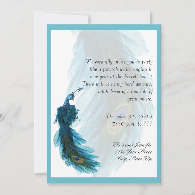 Invitation Pluie de Pic Bleu Turquoise Nouvel An (Devant)