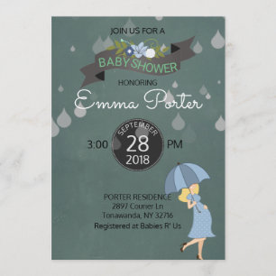 Invitation Pluie gouttes douche Baby shower parapluie