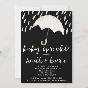 Invitation Pluie gouttes et parapluie Bébé saupoudré, Douche