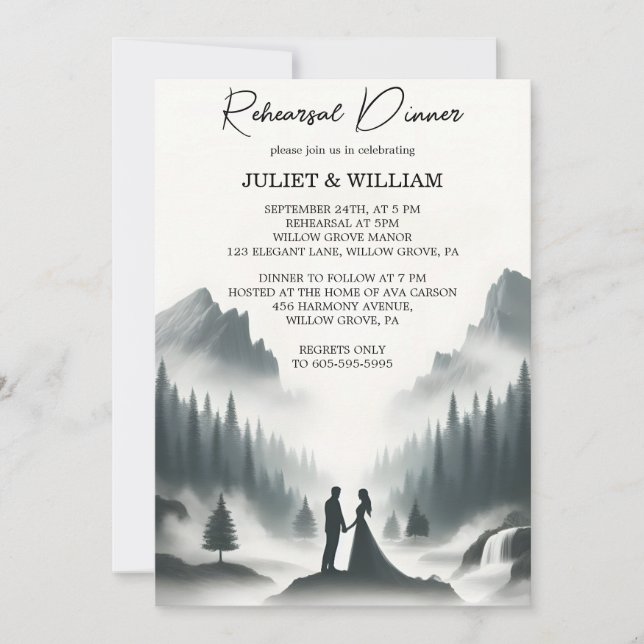 Invitation Pluie Nuage Nature Smoky Mountain Rehearer Dîner (Devant)