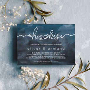 Invitation Pluie Tempête Aquarelle Son & Son Couple Douche