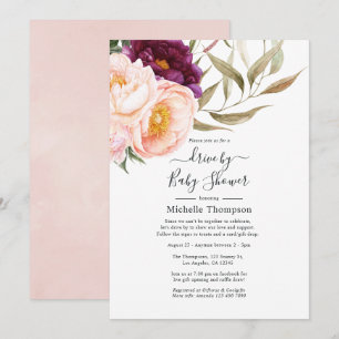 Invitation Plum et Blush Floral Drive par douche