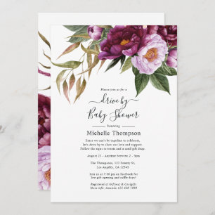 Invitation Plum et Pastel Violet Floral Drive Par Douche