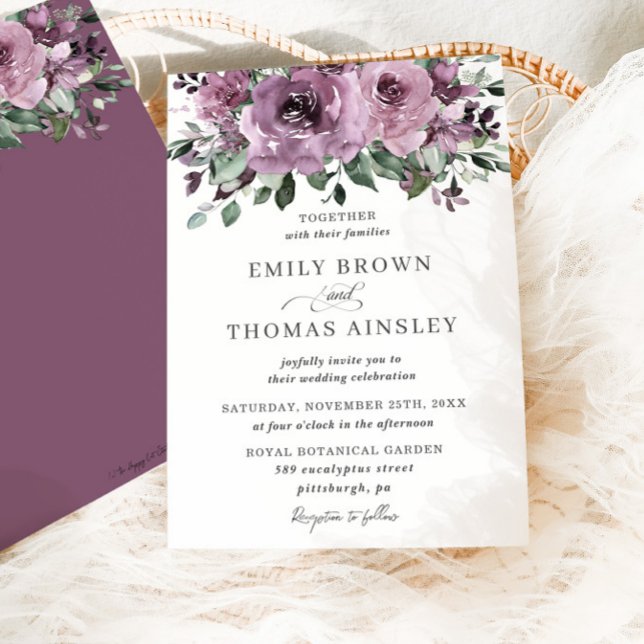 Invitation Plum mauve rustique violet Mariage de verdure fleu (Créateur téléchargé)