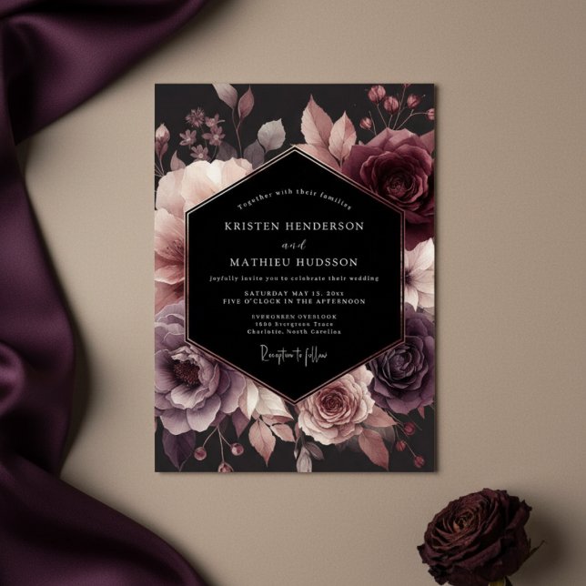 Invitation Plum Moody Floral Bloom Wedding (Créateur téléchargé)