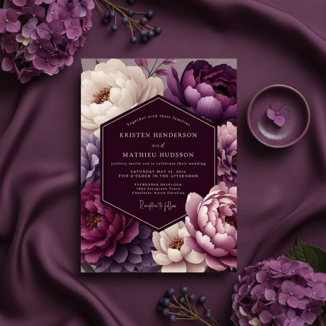 Invitation Plum Peony Wedding (Créateur téléchargé)