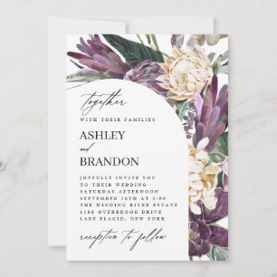 Invitation Plum pourpre Boho Mariage floral tropical