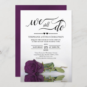 Invitation Plum Purple Rose Nous Faisons Encore Mariage Vow R