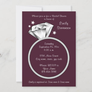 Invitation Plum Purple Vin Diamant bague Fête des mariées