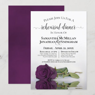 Invitation Plum romantique Violet Rose Dîner de répétition Ma
