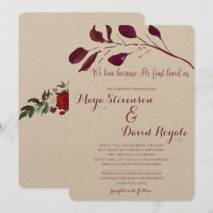 Invitation Plum rustique  Nous aimons parce qu'il nous a aimé