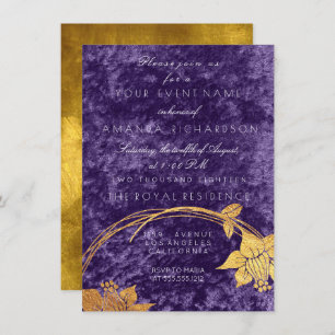 Invitation Plum velours violet Ultra Violet or Floral Wreath