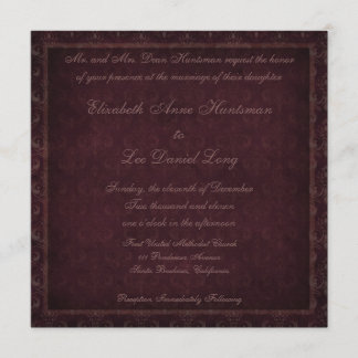 Invitation Plum Vintage Mariage damassé