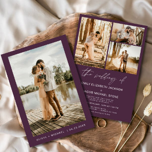 Invitation Plum violet minimaliste Élégant Mariage photo