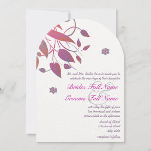 Invitation Plum violet rose corail gris papillon Mariage