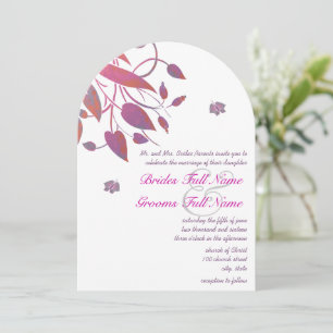 Invitation Plum violet rose corail gris papillon Mariage