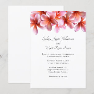 Invitation Plumeria hawaïenne rose Floral Mariage Décontracté