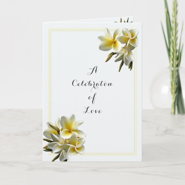 Invitation Plumeria Mariage Jaune Célébration de l'amour plié (Devant)