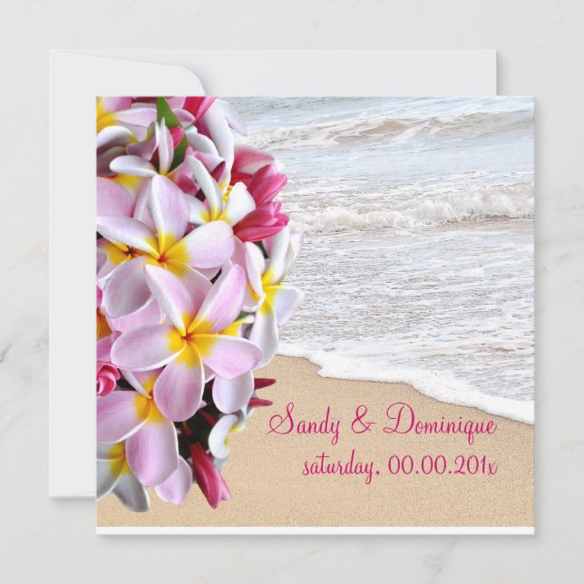 Invitation Plumeria rose de PixDezines Lei/plage (Devant)