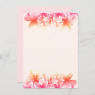 Invitation Plumeria rose Fleurs Blank Note Papier