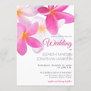 Invitation Plumeria rose florale tropicale Hawaii Beach Maria