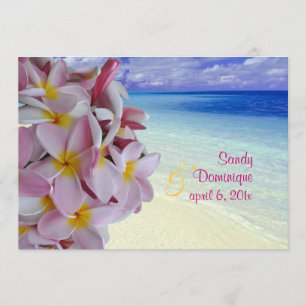 Invitation Plumeria rose PixDezines + plage