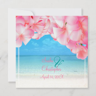 Invitation Plumeria rose PixDezines+plage/paradis tropical