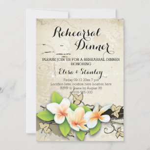 Invitation Plumeria vintage et dîner de répétition mariage de