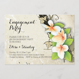 Invitation Plumeria vintage et partie d'engagement des mariag