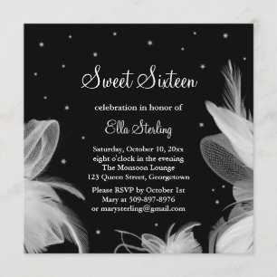 Invitation Plumes blanches dans l'invitation d'anniversaire d