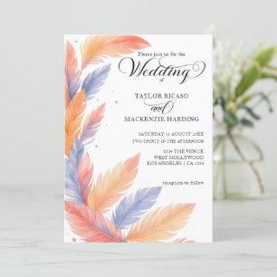 Invitation Plumes de Boho et élégant mariage photo script