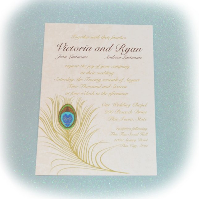 Invitation Plumes de paon doré (Créateur téléchargé)