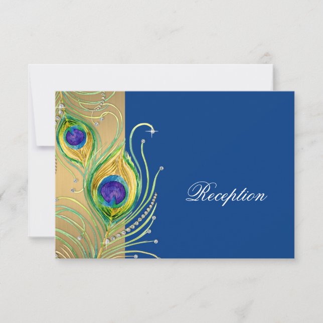 Invitation Plumes de paon moderne Faux Jewel Scroll Swirl (Devant)