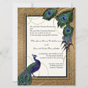 Invitation Plumes de paon vintage 7 - Mariage élégant formel