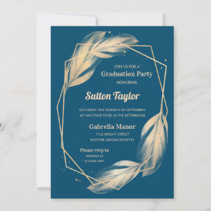 Invitation Plumes d'or sur le Parti de Graduation de la Marin