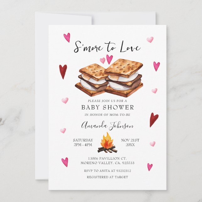 Invitation Plus à aimer Baby shower Bonfire (Devant)