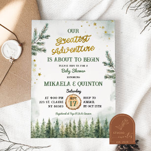 Invitation Plus grande aventure commence Baby shower forestie