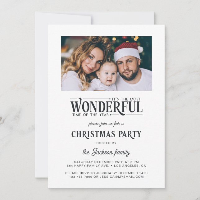 Invitation Plus merveilleux moment de l'année fête de Noël (Devant)