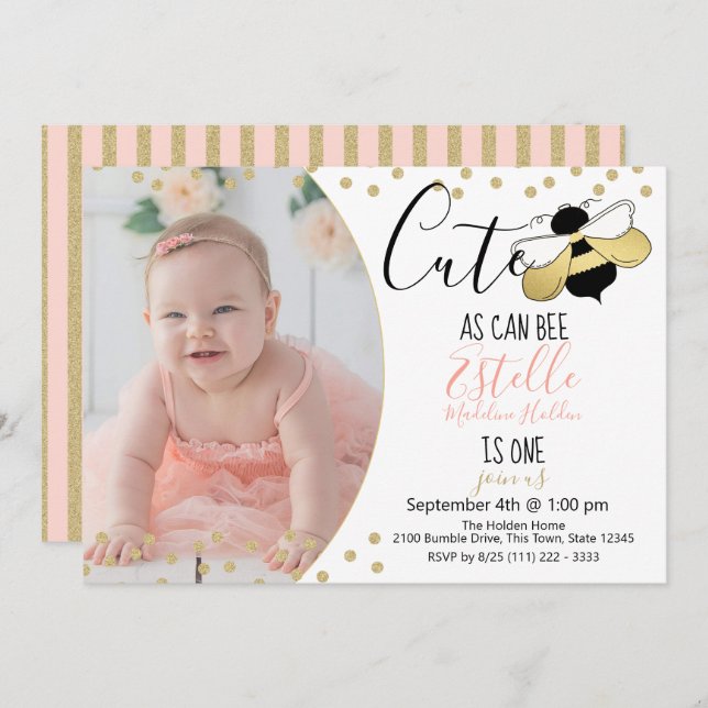 Invitation Plus mignon que peut être 1er anniversaire de fête (Devant / Derrière)
