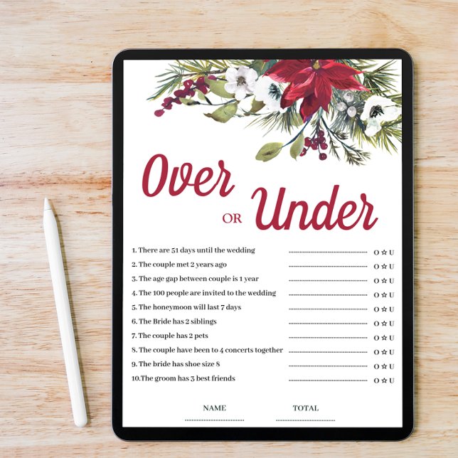Invitation Plus ou moins Jeu de Fête des mariées de Noël (Créateur téléchargé)