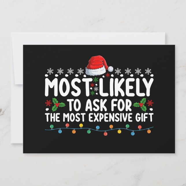 Invitation Plus susceptible de demander le cadeau le plus che (Devant)