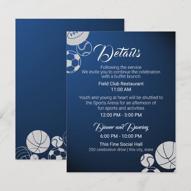 Invitation Plusieurs Sports Bar Mitzvah Détails et informatio (Devant / Derrière)
